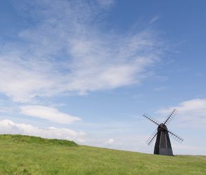 Preview wallpaper windmill, field, grass, minimalism