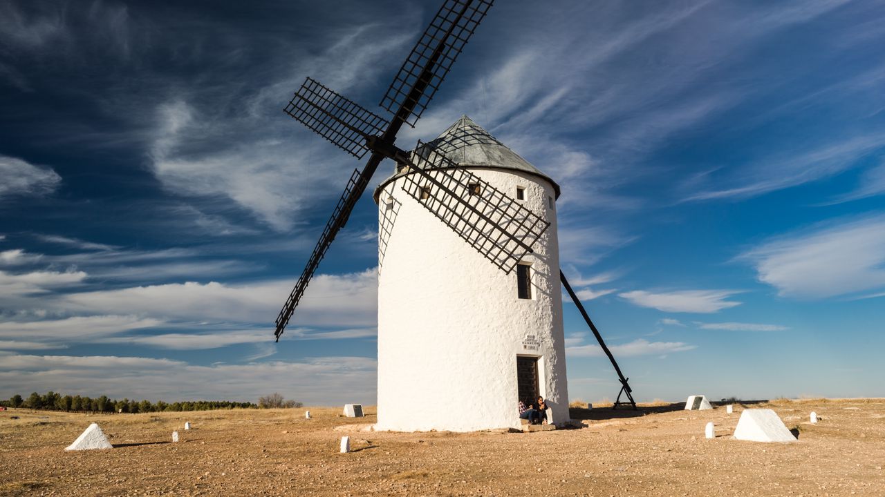 Wallpaper windmill, field, sky