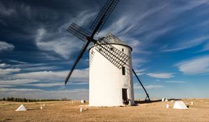 Preview wallpaper windmill, field, sky