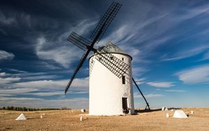 Preview wallpaper windmill, field, sky