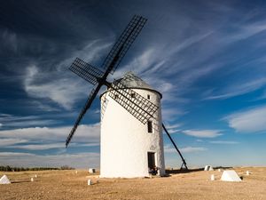 Preview wallpaper windmill, field, sky