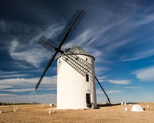 Preview wallpaper windmill, field, sky