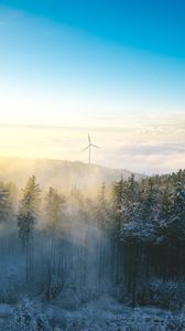 Preview wallpaper windmill, forest, winter, snow, cold