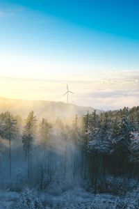 Preview wallpaper windmill, forest, winter, snow, cold