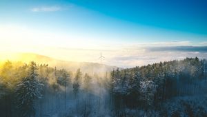 Preview wallpaper windmill, forest, winter, snow, cold