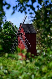 Preview wallpaper windmill, grass, trees, leaves