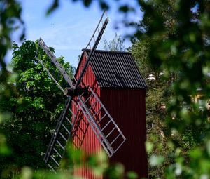 Preview wallpaper windmill, grass, trees, leaves