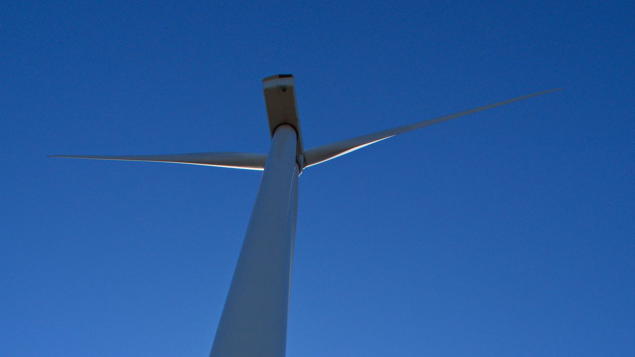 Wallpaper windmill, pole, bottom view, sky