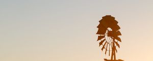 Preview wallpaper windmill, silhouette, field, sunset