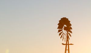 Preview wallpaper windmill, silhouette, field, sunset