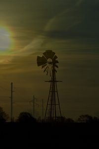 Preview wallpaper windmill, silhouette, fog, dark