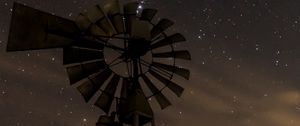 Preview wallpaper windmill, structure, starry sky, night