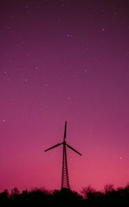 Preview wallpaper windmill, tower, starry sky, motor, engine