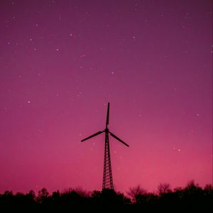 Preview wallpaper windmill, tower, starry sky, motor, engine