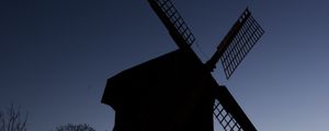 Preview wallpaper windmill, trees, silhouettes, night, sky, dark