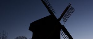 Preview wallpaper windmill, trees, silhouettes, night, sky, dark