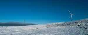 Preview wallpaper windmills, field, snow, sky