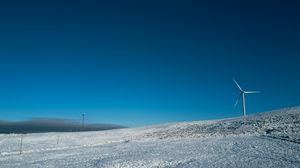Preview wallpaper windmills, field, snow, sky