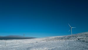 Preview wallpaper windmills, field, snow, sky