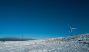 Preview wallpaper windmills, field, snow, sky