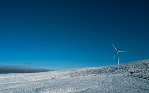 Preview wallpaper windmills, field, snow, sky