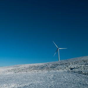 Preview wallpaper windmills, field, snow, sky