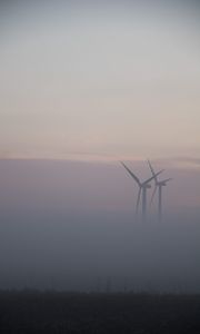 Preview wallpaper windmills, fog, field, minimalism