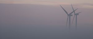 Preview wallpaper windmills, fog, field, minimalism