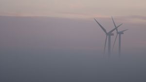 Preview wallpaper windmills, fog, field, minimalism