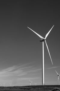 Preview wallpaper windmills, sky, field, bw