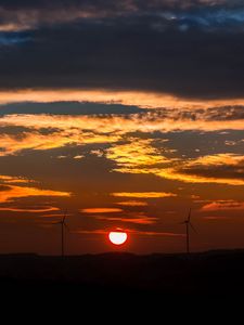 Preview wallpaper windmills, sunset, sky