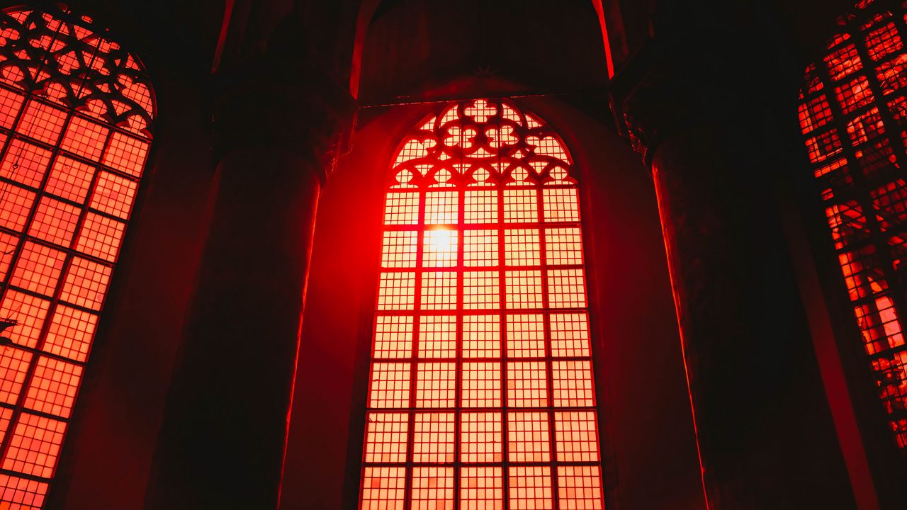Wallpaper window, arch, interior, red, architecture, light