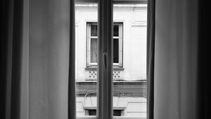 Preview wallpaper window, bw, interior, curtains, view