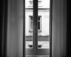 Preview wallpaper window, bw, interior, curtains, view