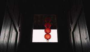 Preview wallpaper window, chinese lantern, red, dark, room