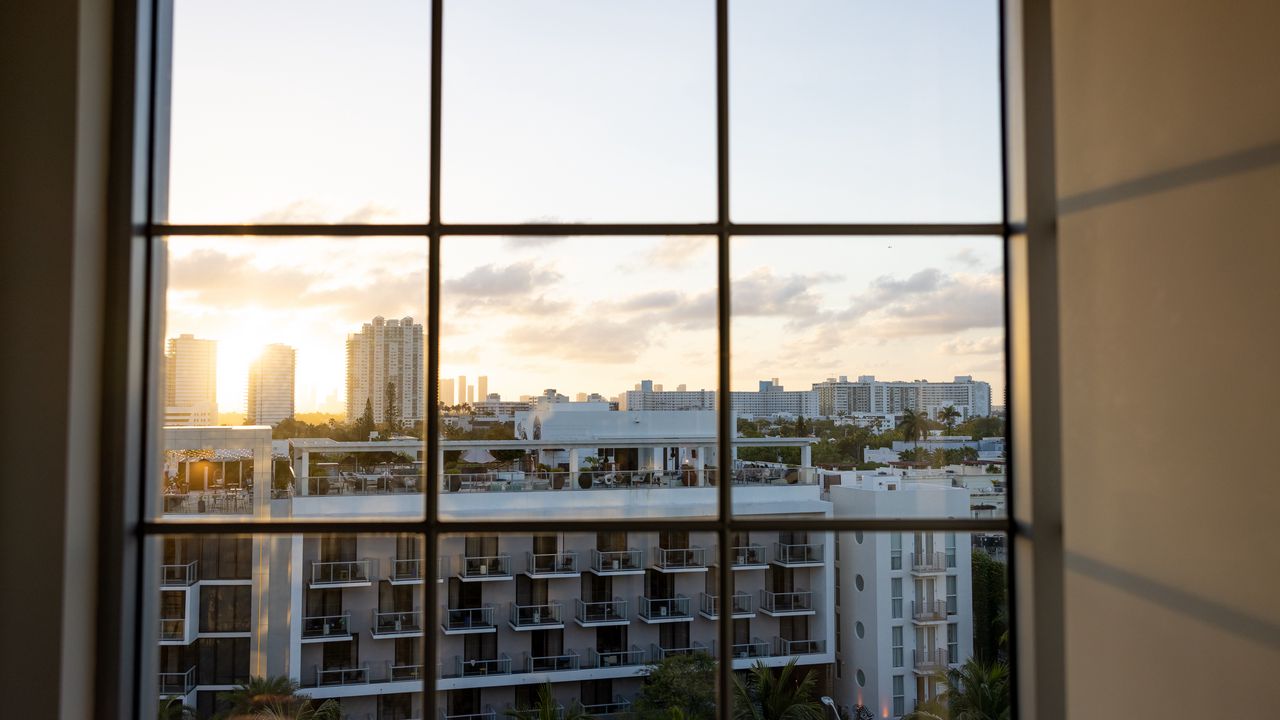 Wallpaper window, city, buildings, view