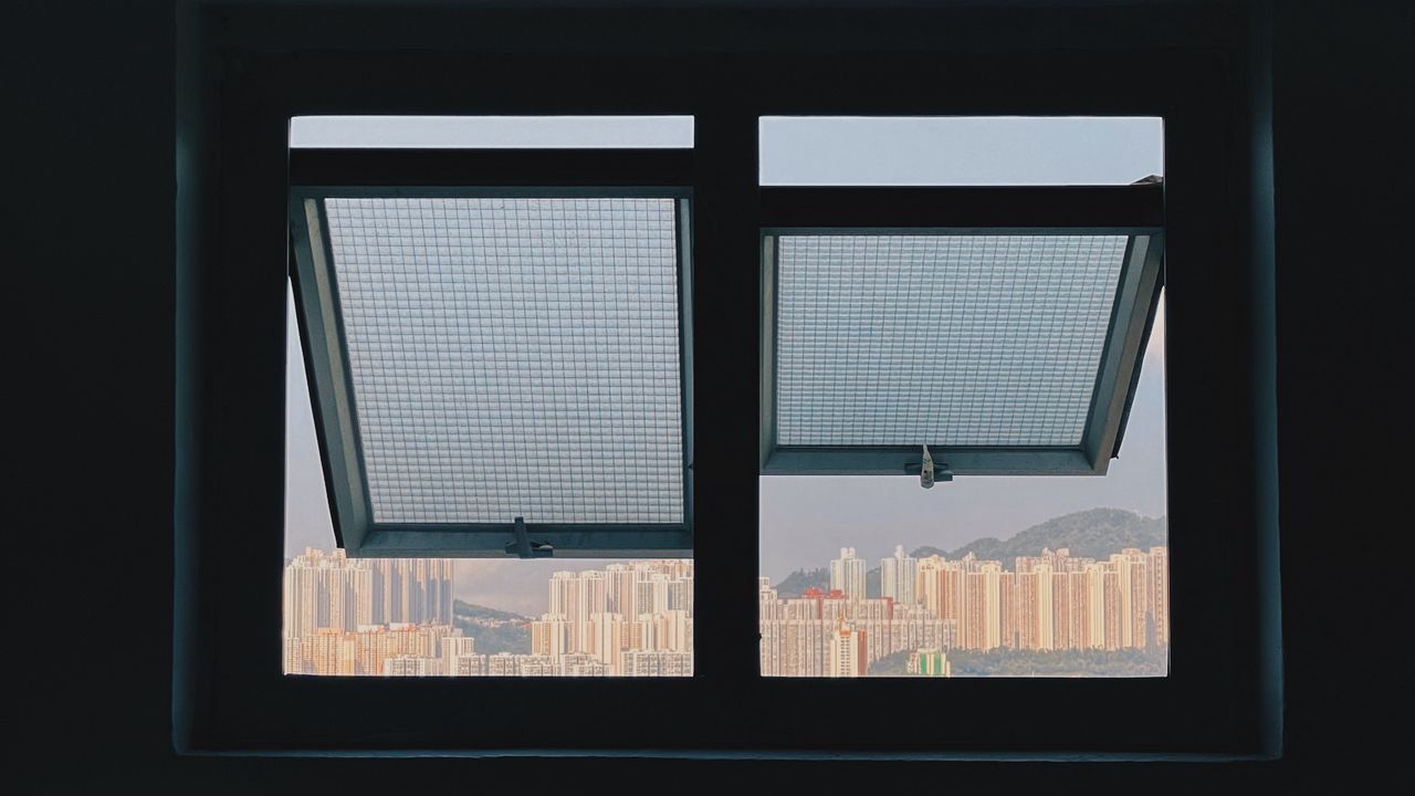 Wallpaper window, city, view, dark