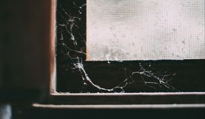 Preview wallpaper window, cobweb, macro, old, abandoned, dark