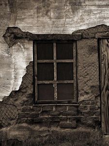 Preview wallpaper window, door, old, black white