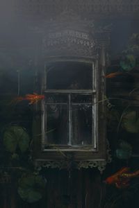 Preview wallpaper window, girl, house, fish, underwater, art