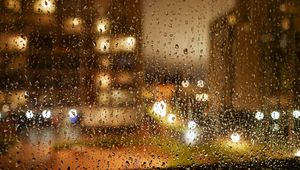 Preview wallpaper window, glass, rain, drops, lights, blur