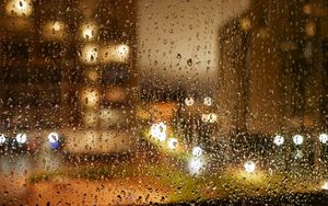 Preview wallpaper window, glass, rain, drops, lights, blur