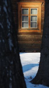 Preview wallpaper window, house, trees, snow, winter