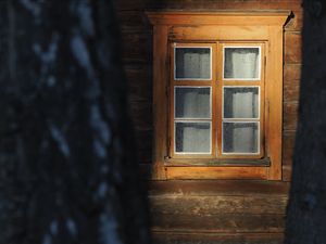 Preview wallpaper window, house, trees, snow, winter