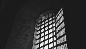 Preview wallpaper window, lattice, light, architecture, black and white, dark