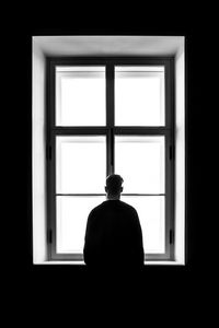 Preview wallpaper window, loneliness, bw, man, minimalism