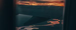 Preview wallpaper window, plane, wing, sunset, view