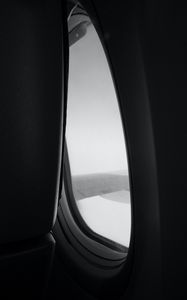 Preview wallpaper window, porthole, wing, view, darkness, black and white