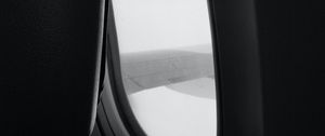 Preview wallpaper window, porthole, wing, view, darkness, black and white