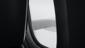 Preview wallpaper window, porthole, wing, view, darkness, black and white